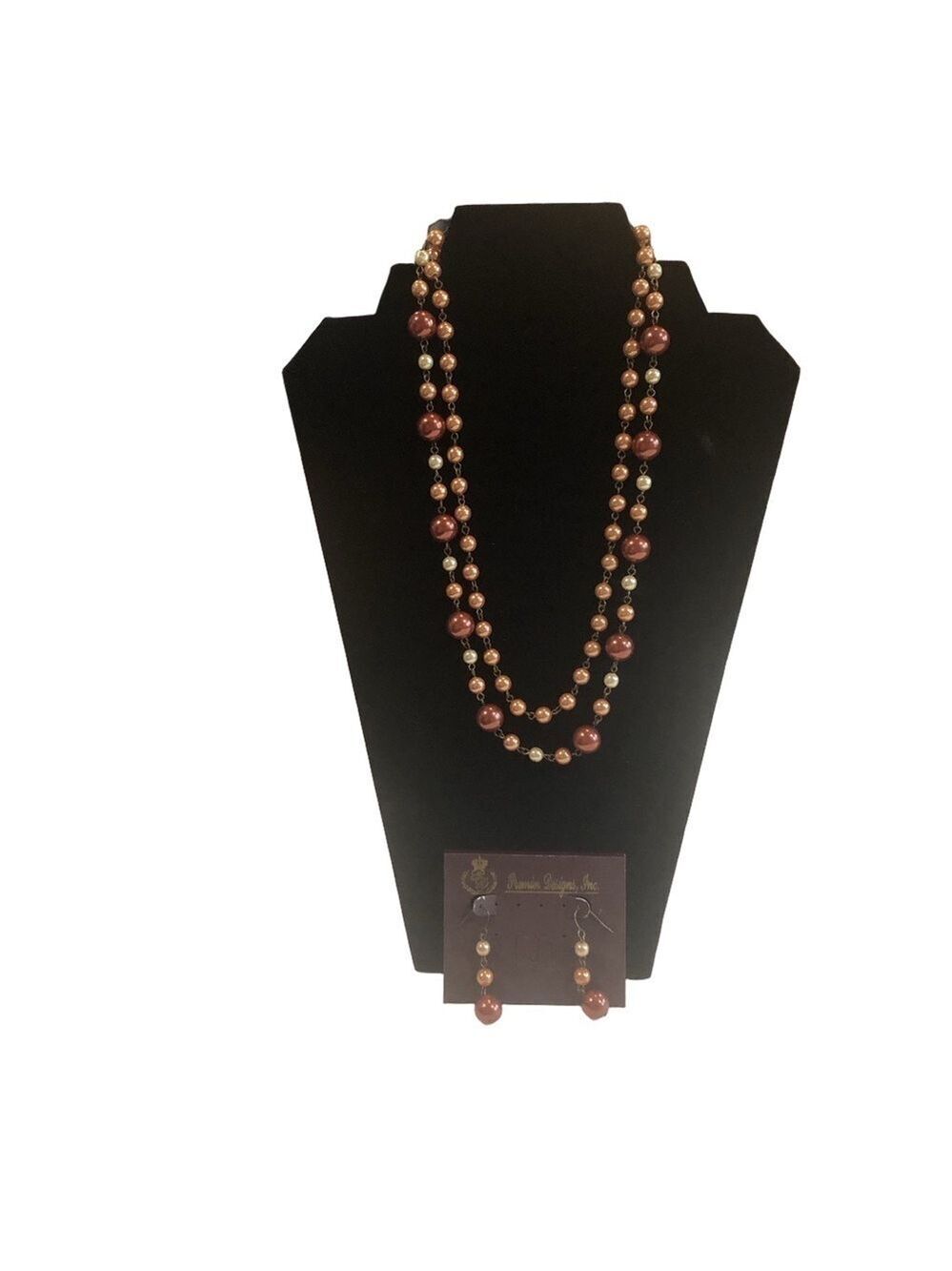 Premier Designs Integrity faux Pearl 2 strand necklace and matching earrings NWT